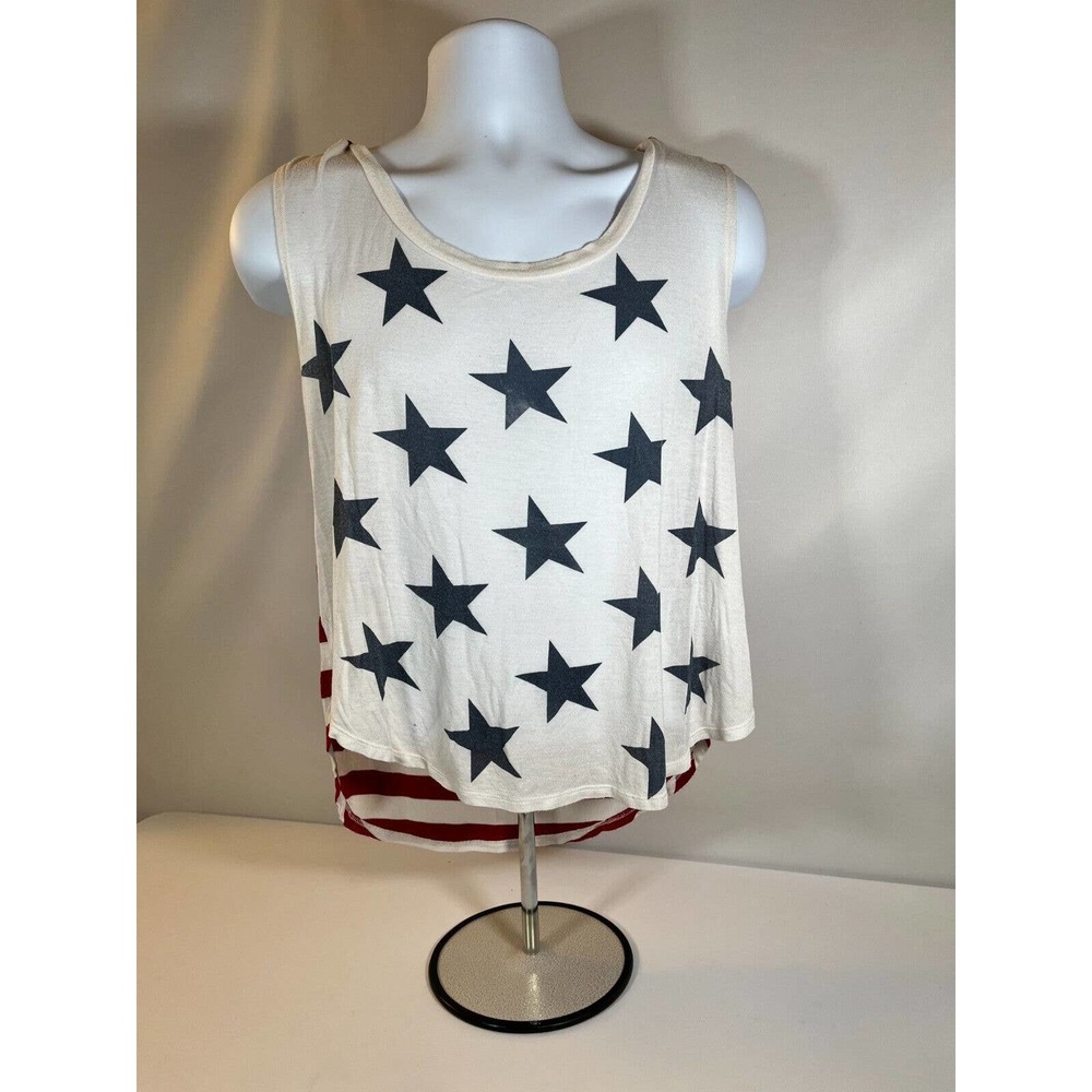 American Rebel Women's American Flag Tank Top Round Neck Sleeveless Shirt L